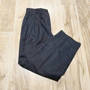 Talbots Vintage High Rise Wool Pants Relaxed Tapered Leg Charcoal Gray 14